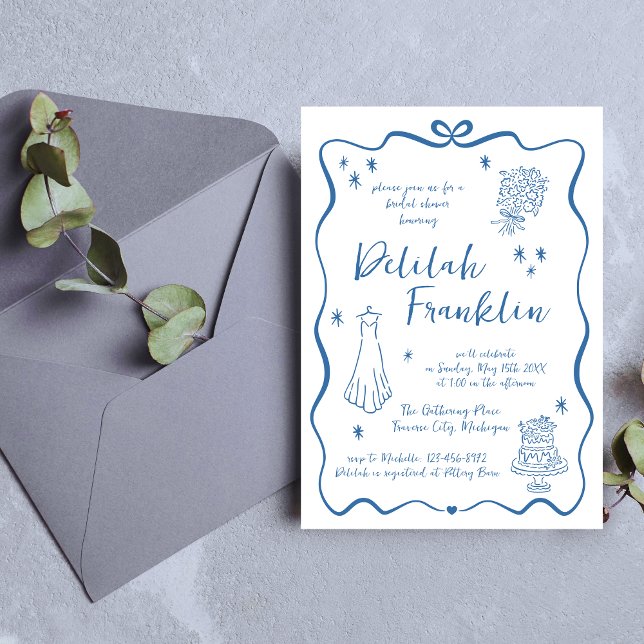 Weibliche Stimmen | Hand Drawn Doodle | Brautparty Einladung (Von Creator hochgeladen)