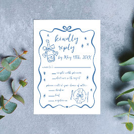 Weibliche Stimmen | Handgezogene Doodles | Hochzei RSVP Karte