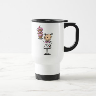 Weibliche Stockfigur-Bäckerin Reisebecher