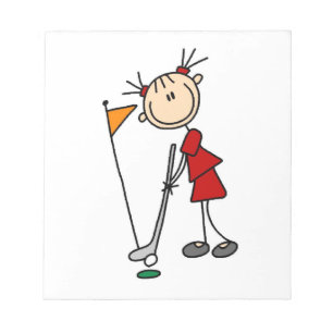 Weibliche Stockfigur-Golferin Notizblock