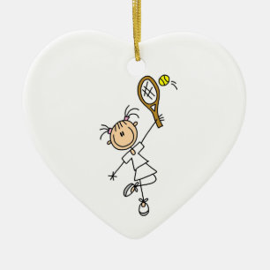 Weibliche Strichmännchen-Tennisspielerin Keramikornament