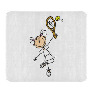 Weibliche Strichmännchen-Tennisspielerin Schneidebrett