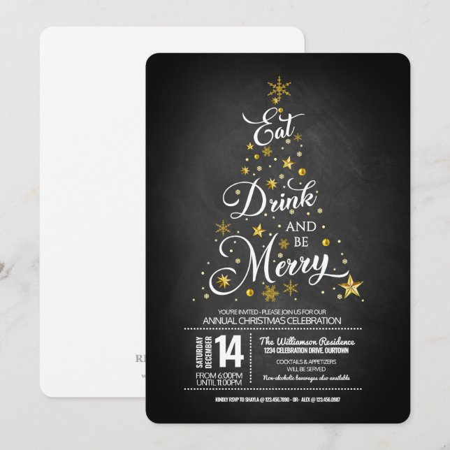 Weibliche Typografie Weihnachtsgebäck Party Einladung (Vorne/Hinten)