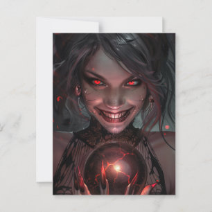 Weibliche Vampire Lächeln mit Orb Postkarte