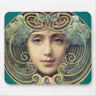 Weibliche Vintage-Nouveau-Schönheit Mousepad