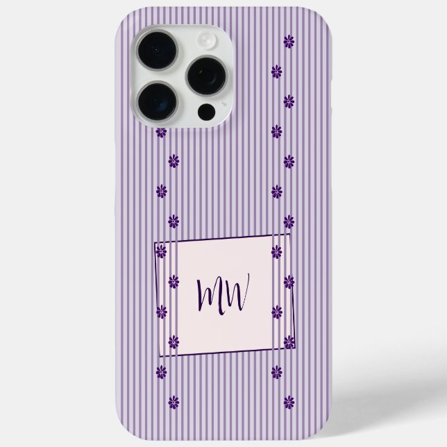Weibliche violette Streifen und Lila Blume Case-Mate iPhone Hülle (Rückseite)