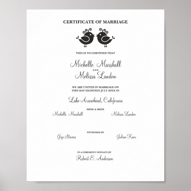 Weibliche Vögel Paare in Schwarz Poster (Vorne)