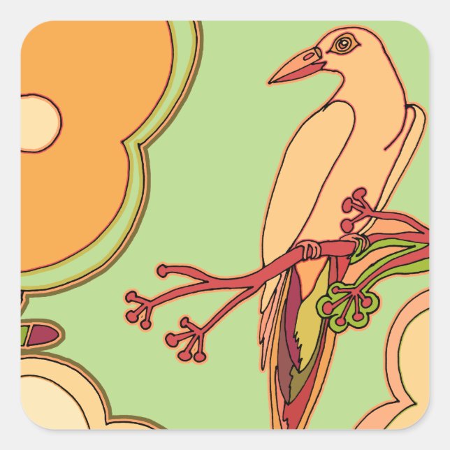Weibliche Vögel Quadratischer Aufkleber (Vorderseite)