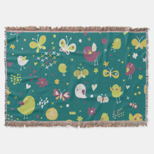 Weibliche Vögel und Schmetterlinge werfen Blanket Decke