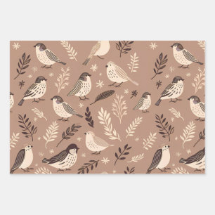 Weibliche Vogelmuster Geschenkpapier Set