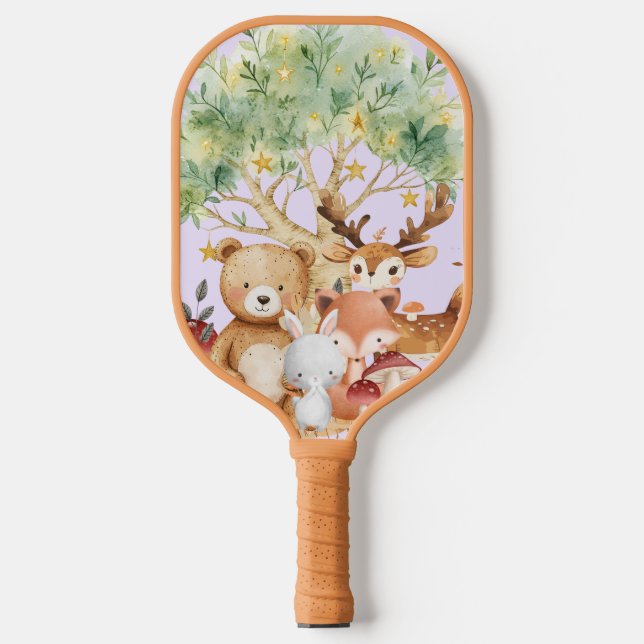 Weibliche Waldtiere Kinder Pickleball Schläger (Vorderseite)