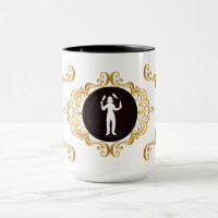Weiblicher Barkeeper Weiße Silhouette Tasse