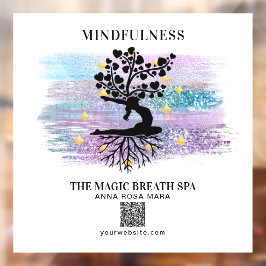 ** Weiblicher Baum Yoga Meditation Reiki Fensteraufkleber