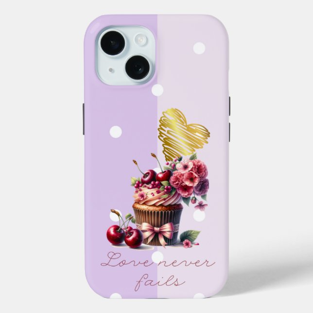 Weiblicher christlicher Punkt Kirsche Blumen Cupca Case-Mate iPhone Hülle (Rückseite)