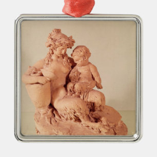 Weiblicher Faun mit ihrem Kind Ornament Aus Metall
