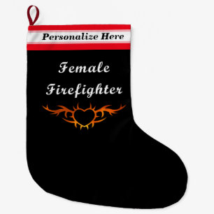 Weiblicher Feuerwehrmann Großer Weihnachtsstrumpf