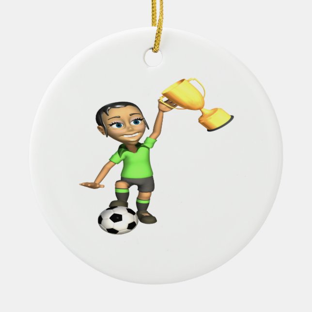 Weiblicher Fußball-Meister Keramik Ornament (Vorne)