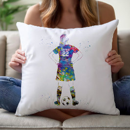 weiblicher Fußballspieler Kissen