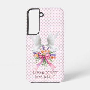 Weiblicher Glaube Rosa Punkte Blumenband Weiße Tau Samsung Galaxy Hülle