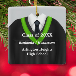 Weiblicher Grad Gown Black and Green Ornament