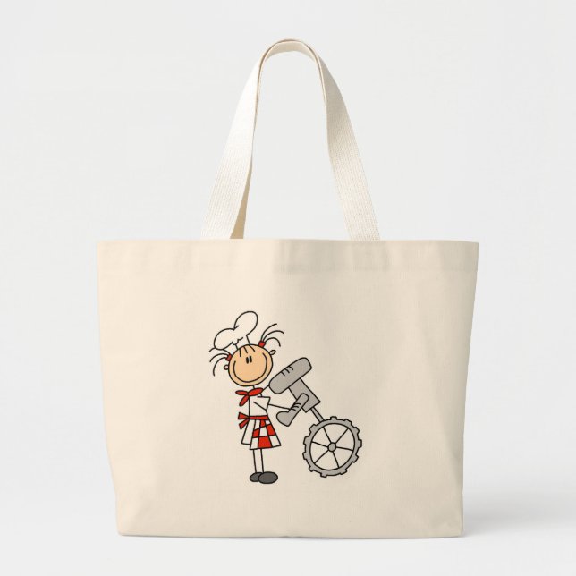 Weiblicher Koch mit Mischer-T-Shirts und Jumbo Stoffbeutel (Vorne)