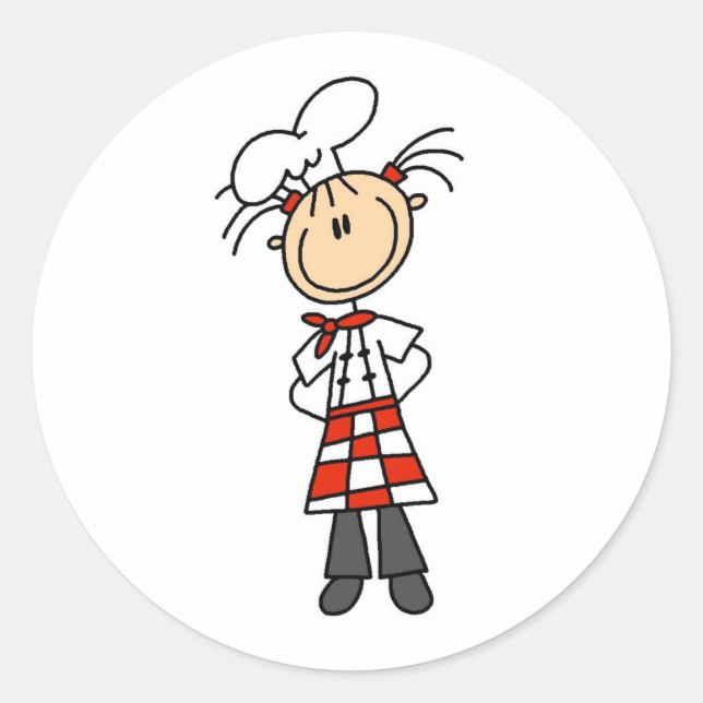 Weiblicher Koch Runder Aufkleber (Vorderseite)
