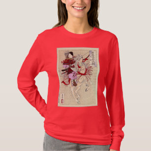 Weiblicher Kriegers-Japaner Woodblock Druck T-Shirt