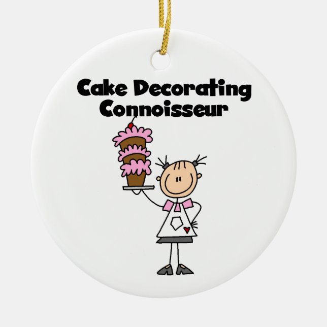 Weiblicher Kuchen, der Kenner verziert Keramik Ornament (Vorne)