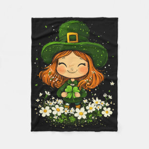 Weiblicher Leprechaun Shamrock Mädchen St Patricks Fleecedecke