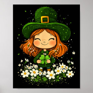 Weiblicher Leprechaun Shamrock Mädchen St Patricks Poster