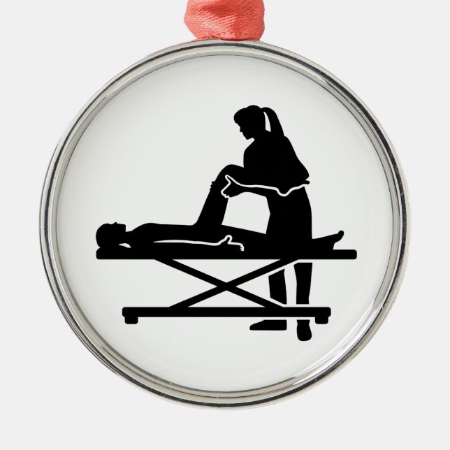 Weiblicher Physiotherapeut Silbernes Ornament (Vorne)