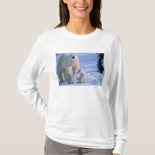 Weiblicher Polar-Bär Stehend mit 2 Cubs T-Shirt