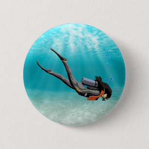Weiblicher S.C.U.B.A. Taucher Button