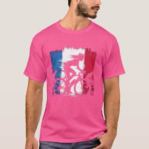 Weiblicher Straßenradfahrer - Vintage Frankreichfl T-Shirt
