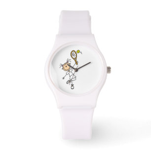 Weiblicher Strichmännchen-Tennis-Spieler Armbanduhr