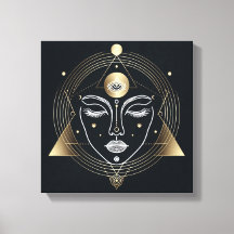 Weibliches Drittes Auge mit goldener Geometrie