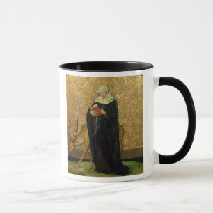Weibliches Heiliges mit einem Hirsch (Öl auf Tasse
