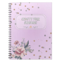 Weibliches lila Blumen-Spiralnotizbuch