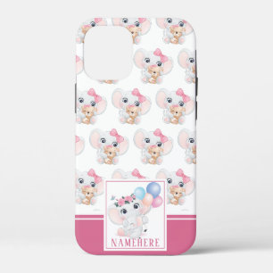 Weibliches Rosa-Elefant mit Schleife und Ballonmus Case-Mate iPhone Hülle