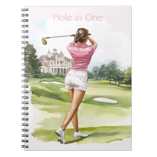 Weibliches rosa Top Golf Notizblock