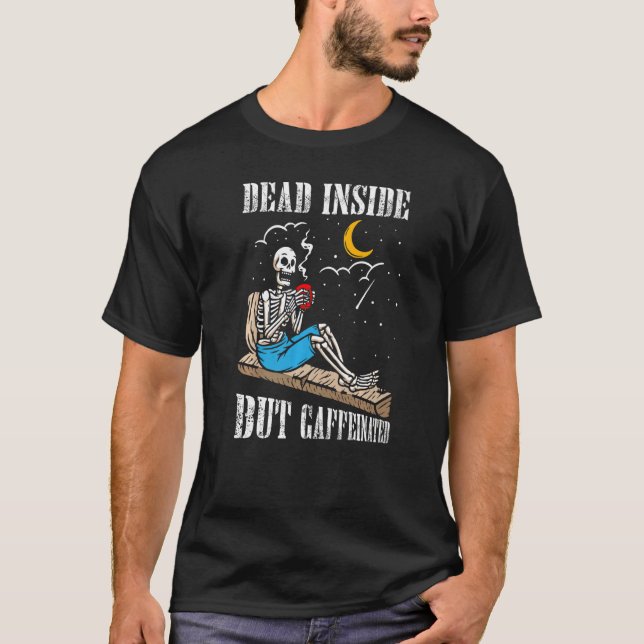 weibliches Skelett mit Kaffee im Inneren, aber noc T-Shirt (Vorderseite)