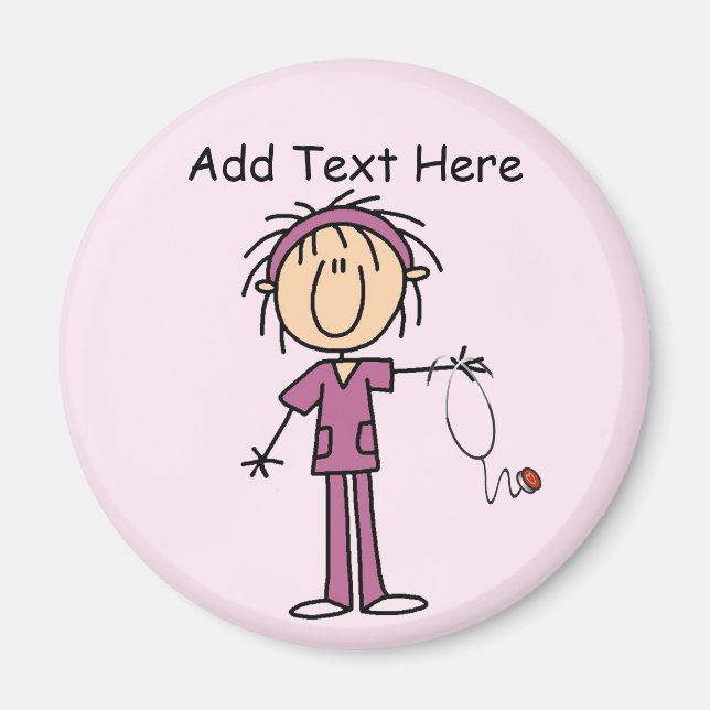 Weibliches Strichmännchen Krankenschwester T - Shi Magnet (Vorne)