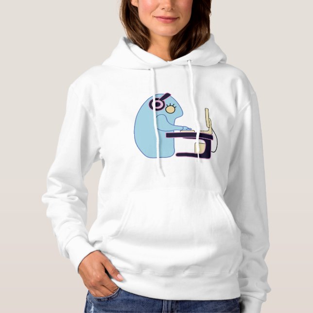 Weibliches süßes blaues Programmiermonster Hoodie (Vorderseite)