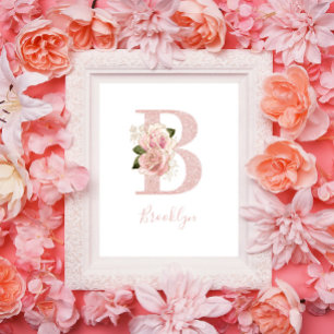 Weibliches, zartes, roségoldenes, glitzerndes, flo poster