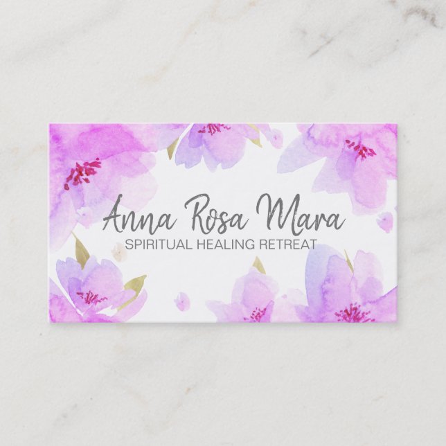 *~* weich abstrakter moderner Mit Blumenwatercolor Visitenkarte (Vorderseite)