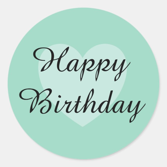 Weich Aquamarin Happy Birthday Sticker (Vorderseite)