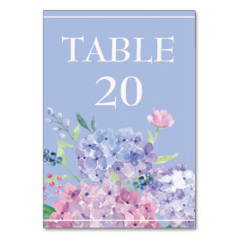 Weich blau, Hydrangeas Hochzeitsempfang Tischnummer