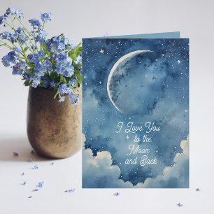 Weich Blau Ich Liebe Sie zum Mond jede Gelegenheit Karte