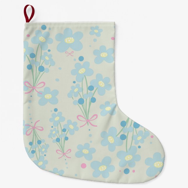 Weich Blau & Rosa Harmonie Großer Weihnachtsstrumpf (Vorderseite)