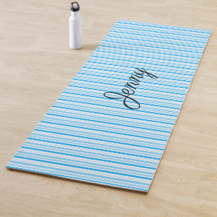 Weich blau Streifen Personalisiert Yoga Mat Yogamatte